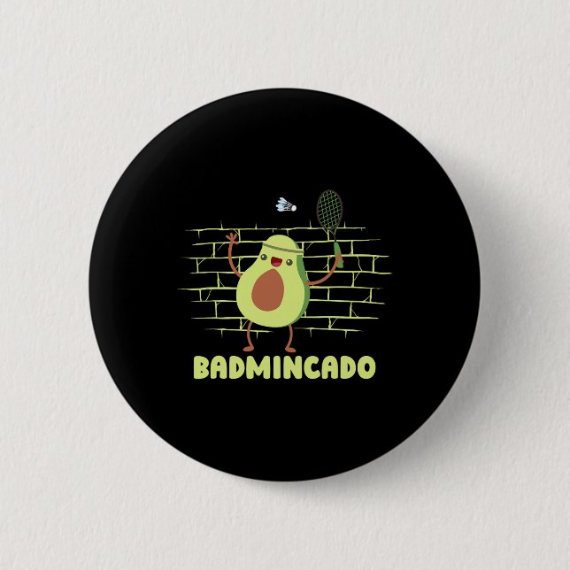 Badmincado - Racket Funny Player Game Match Badmin 2 Inch Round Button (Front)