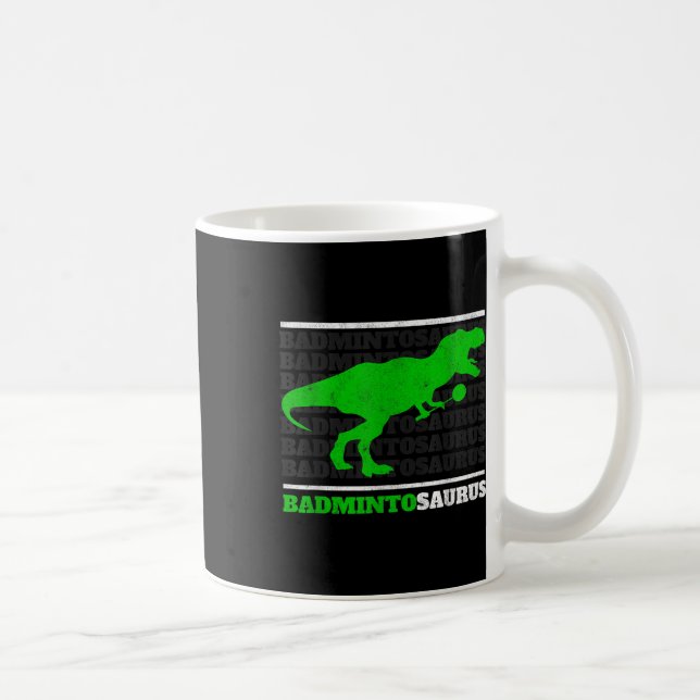 Badminto Saurus Rex Birdie Shuttle Dino Badminton  Coffee Mug (Right)