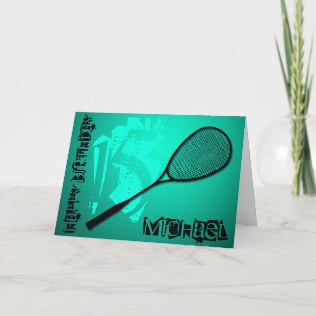Badminton 15e anniversaire carte de voeux personna (Devant)
