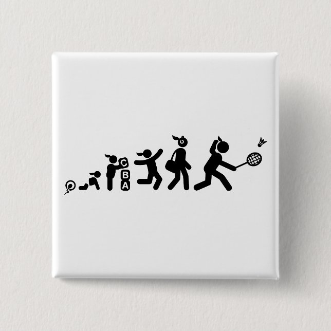 Badminton 2 Inch Square Button (Front)