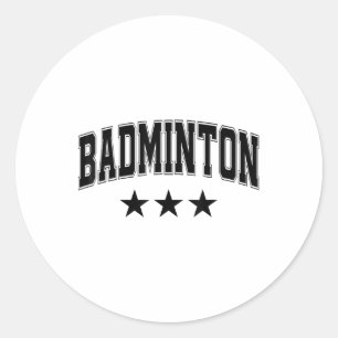 Badminton All Black Stars Clic Retro Varsity Text  Classic Round Sticker