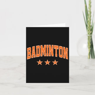 Badminton All Orange Stars Clic Retro Varsity Text Card
