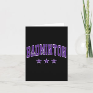 Badminton All Purple Stars Clic Retro Varsity Text Card
