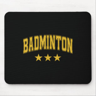 Badminton All Yellow Stars Clic Retro Varsity Text Mouse Pad