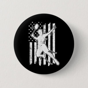 Badminton American Flag - Shuttle America Flag Bad 2 Inch Round Button