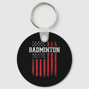 Badminton American Flag Usa Patriot Patriotic  Keychain