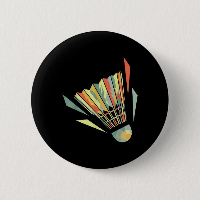 Badminton And Shuttle  2 Inch Round Button (Front)