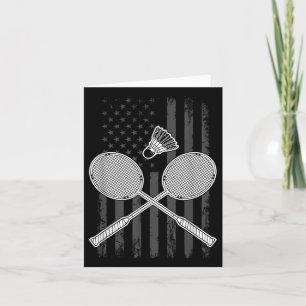 Badminton And Shuttle American Flag Card