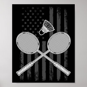 Badminton And Shuttle American Flag Poster