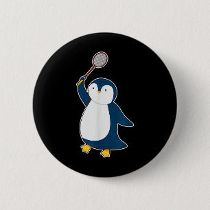 Badminton And Shuttle Player Penguin 2 Inch Round Button