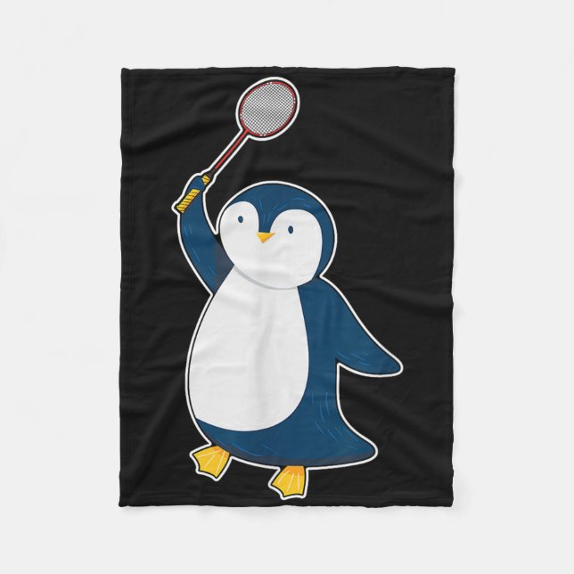 Badminton And Shuttle Player Penguin  Fleece Blanket (Front)