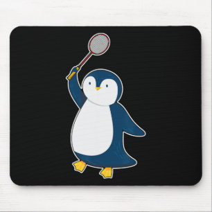 Badminton And Shuttle Player Penguin  Mouse Pad