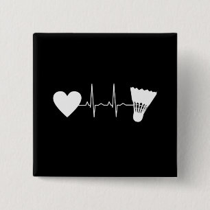 Badminton - Badminton Ball Heartbeat 2 Inch Square Button