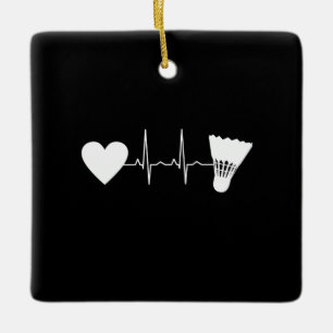 Badminton - Badminton Ball Heartbeat Ceramic Ornament
