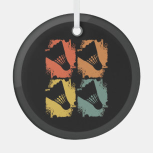 Badminton - Badminton Ball Retro  Glass Ornament