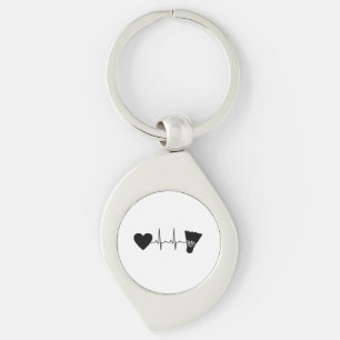 Badminton Ball Heartbeat Keychain