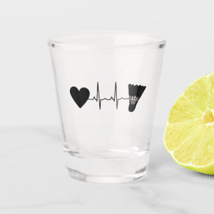 Badminton Ball Heartbeat Shot Glass