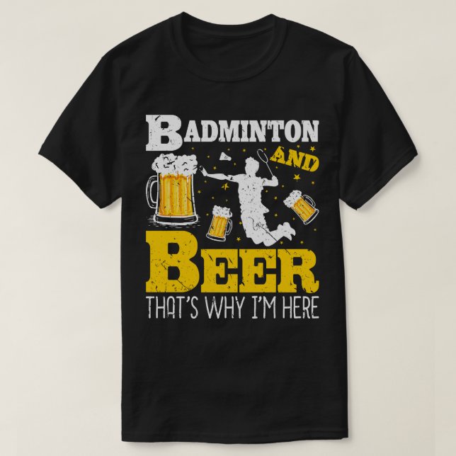 Badminton Beer Drinking Badminton Team T-Shirt (Design Front)