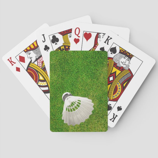 Badminton Birdie on Green Grass Playing Cards (Back)
