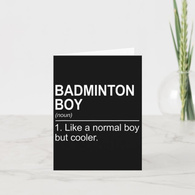 Badminton Boy Noun Definition Shuttle Badminton Pl Card (Front)
