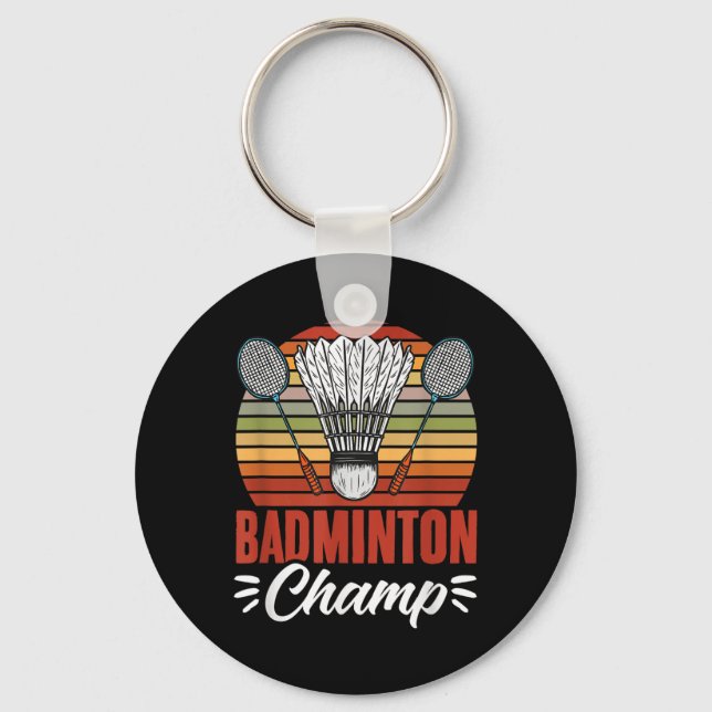 Badminton Champ Racket Shuttle Vintage Badminton P Keychain (Front)