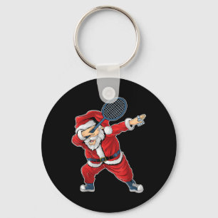 Badminton Christmas Dabbing Santa Claus With Shutt Keychain