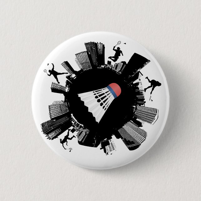 Badminton City 2 Inch Round Button (Front)