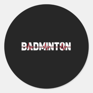 Badminton Court Racket - Racquet Shuttle Ekg Heart Classic Round Sticker