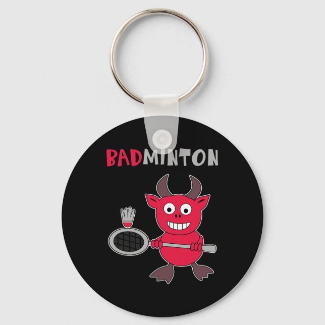 Badminton Devil Badminton Player Shuttle Sports Sm Keychain (Front)