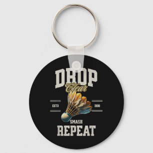 Badminton Drop Clear Smash Repeat Shuttle Keychain