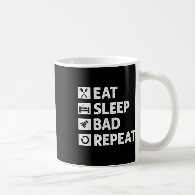 Badminton Eat Sleep Repeat Funny Shuttle Meme  Coffee Mug (Right)