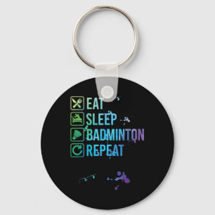Badminton Eat Sleep Repeat Watercolor Gift Keychain