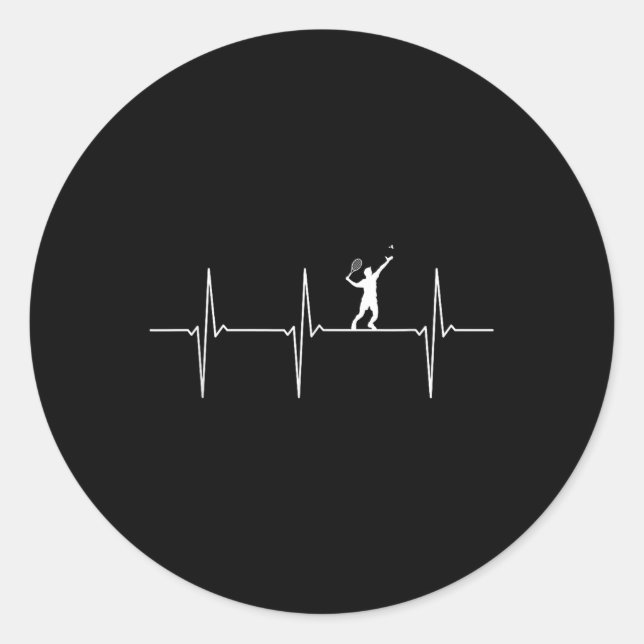 Badminton Ecg Heartbeat Shuttle Pulse Frequency  Classic Round Sticker (Front)