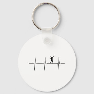 Badminton Ecg Heartbeat Shuttle Pulse Frequency Keychain