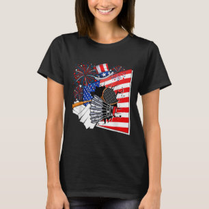Badminton Equipment Costume American Flag 4th Of J T-Shirt