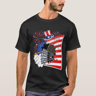 Badminton Equipment Costume American Flag 4th Of J T-Shirt