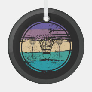 Badminton Equipment Design Glass Ornament