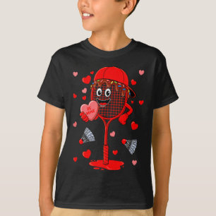 Badminton Equipment Player Valentine Hearts Costum T-Shirt