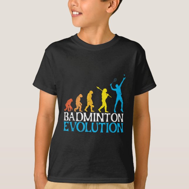 Badminton Evolution Monkey Badminton Player Badmin T-Shirt (Front)