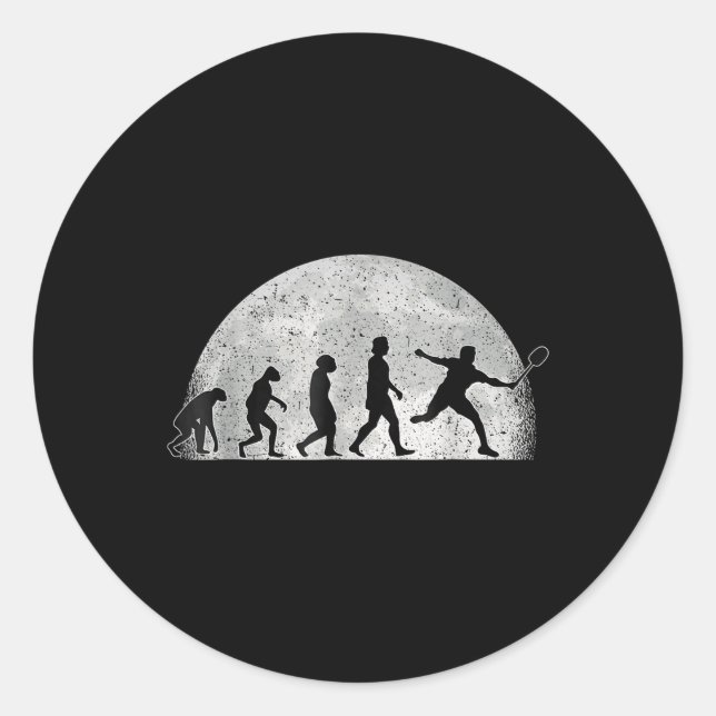 Badminton Evolution - Moon Badminton Player  Classic Round Sticker (Front)