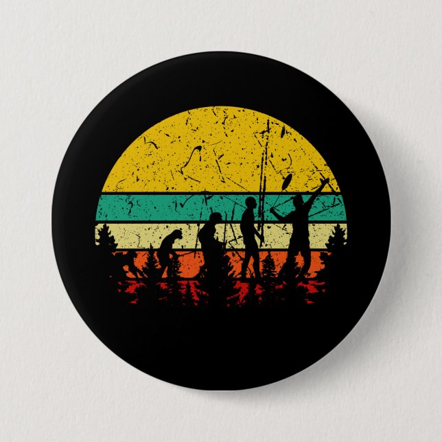 Badminton Evolution Retro Badminton Player 3 Inch Round Button (Front)