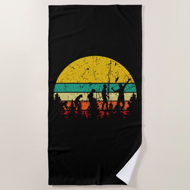 Badminton Evolution Retro Badminton Player Beach Towel (Front)