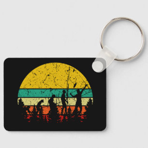 Badminton Evolution Retro Badminton Player Keychain