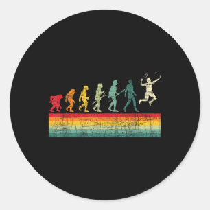 Badminton Evolution - Retro Sports Lover Shuttle  Classic Round Sticker