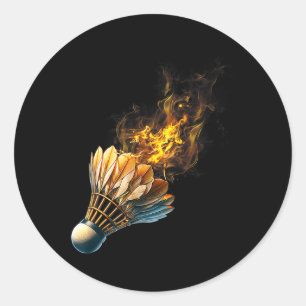 Badminton Flames Shuttle Fire Ball  Classic Round Sticker