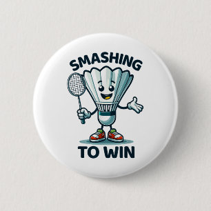 Badminton Forever Cartoon Shuttle And Racket Graph 2 Inch Round Button