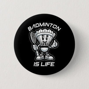 Badminton Forever Cartoon Shuttle And Racket Graph 2 Inch Round Button