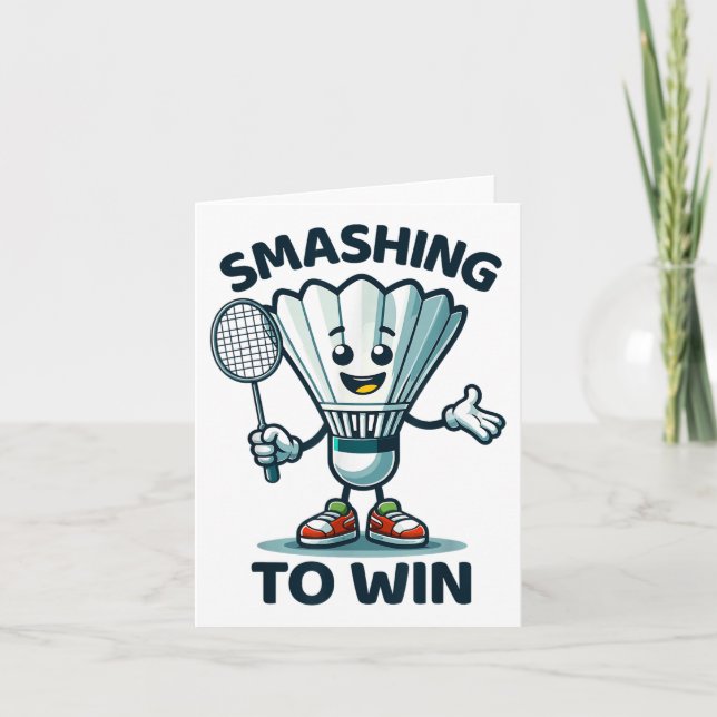 Badminton Forever Cartoon Shuttle And Racket Graph Card (Front)