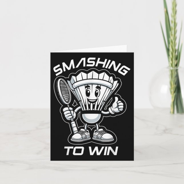 Badminton Forever Cartoon Shuttle And Racket Graph Card (Front)