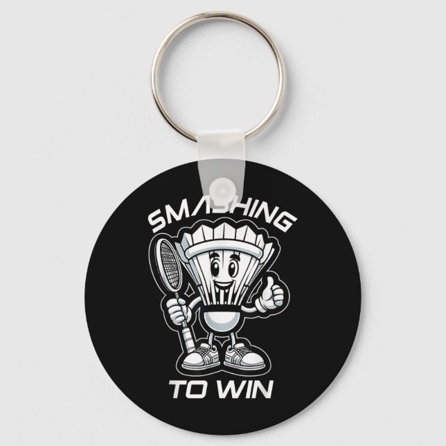 Badminton Forever Cartoon Shuttle And Racket Graph Keychain (Front)